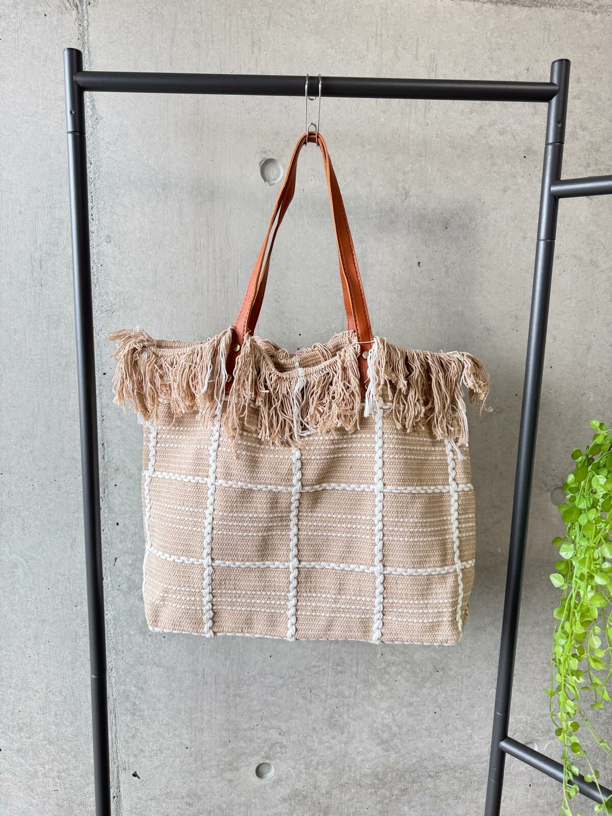 春夏素色柔軟棉紗流蘇手袋【日本直送】