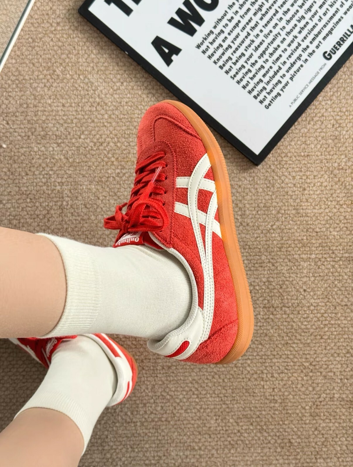 Onitsuka Tiger Tokuten 鬼塚虎 紅色 橘紅色 麂皮 德訓鞋 焦糖底 男女鞋