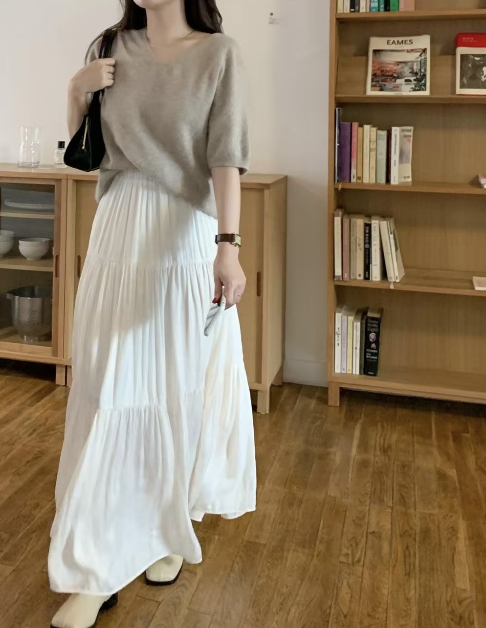 #228N368 拉腿神器，輕柔蛋糕半長裙