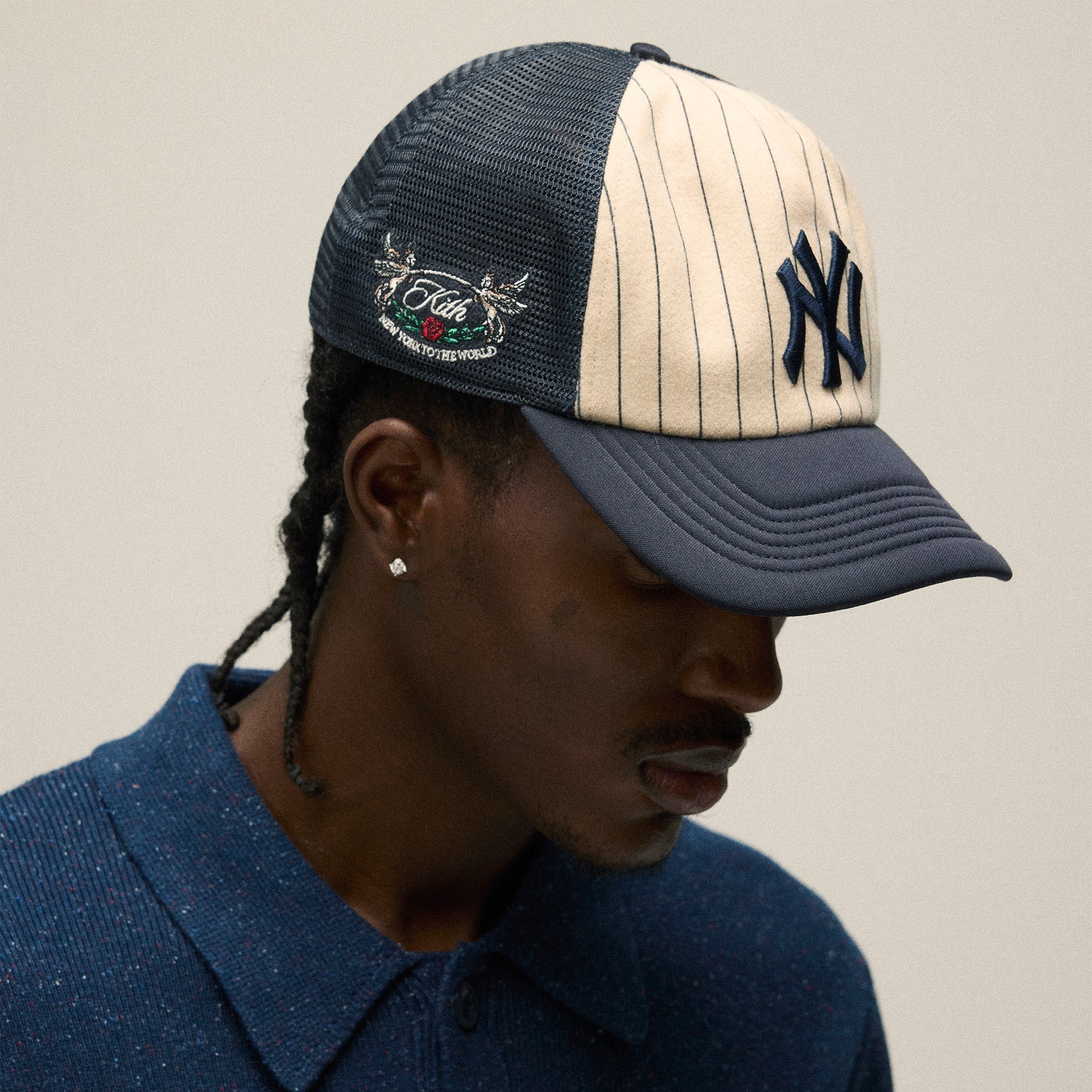 2025SS KITH & '47 for the New York Yankees Franchise LS Trucker Hat 洋基 線條 網帽 棒球帽 帽子 現貨 KHM050987