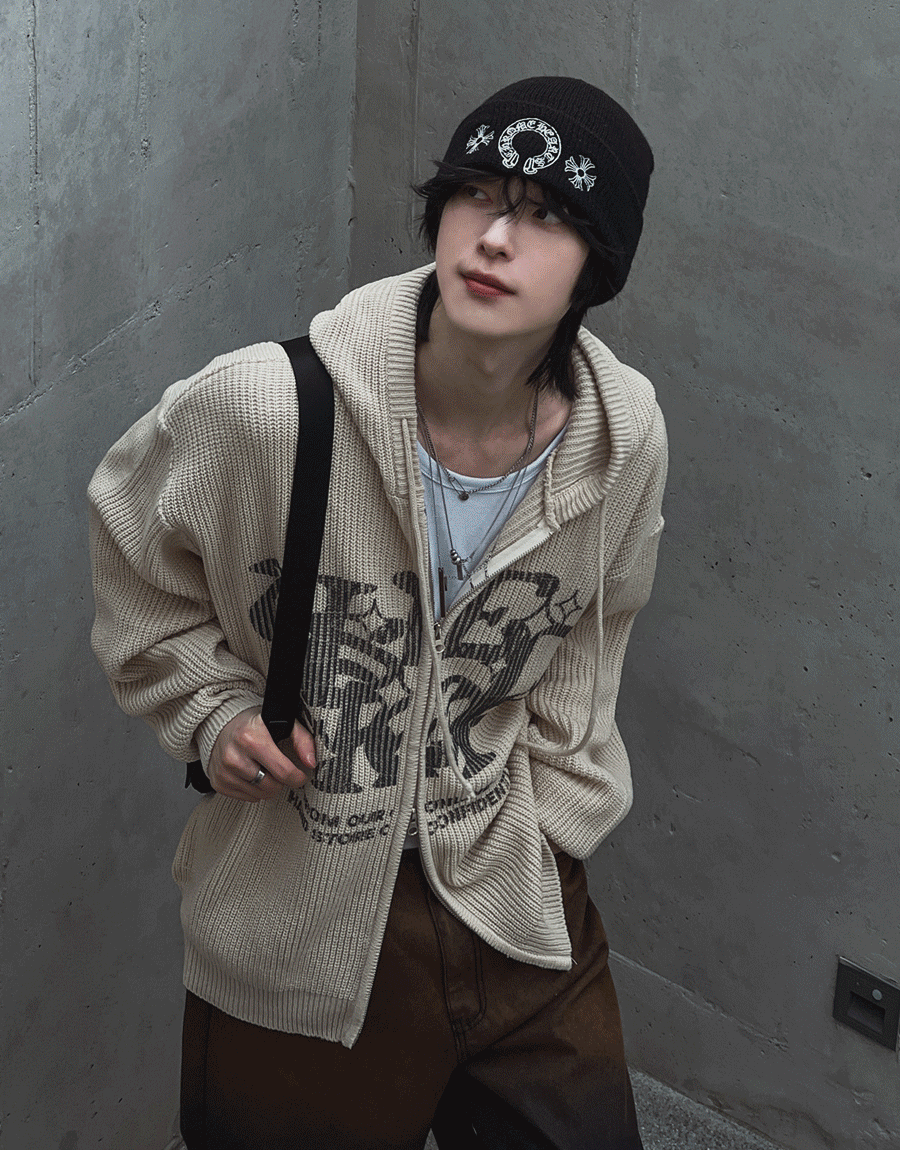 銀河字母連帽拉鍊針織衫