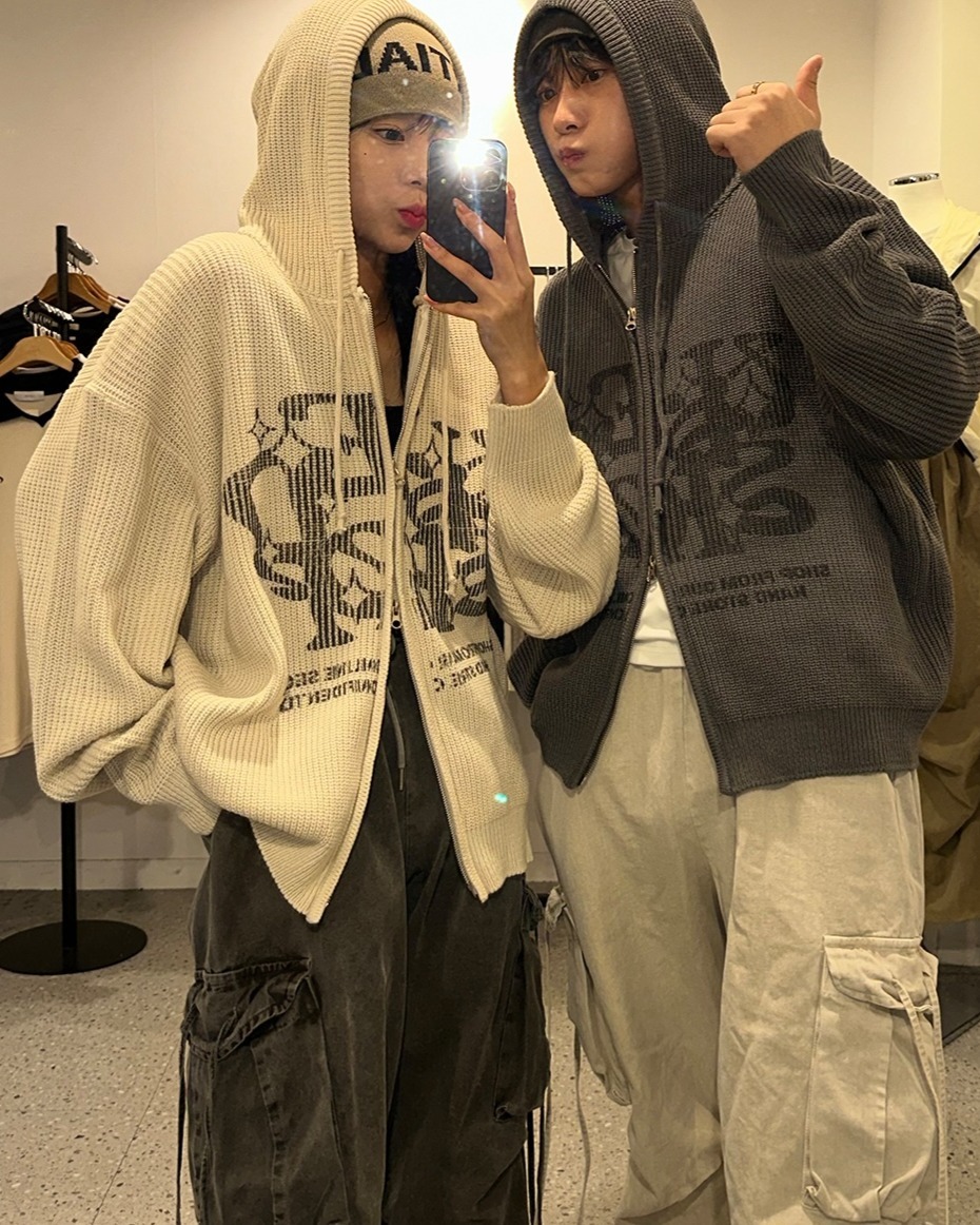 銀河字母連帽拉鍊針織衫