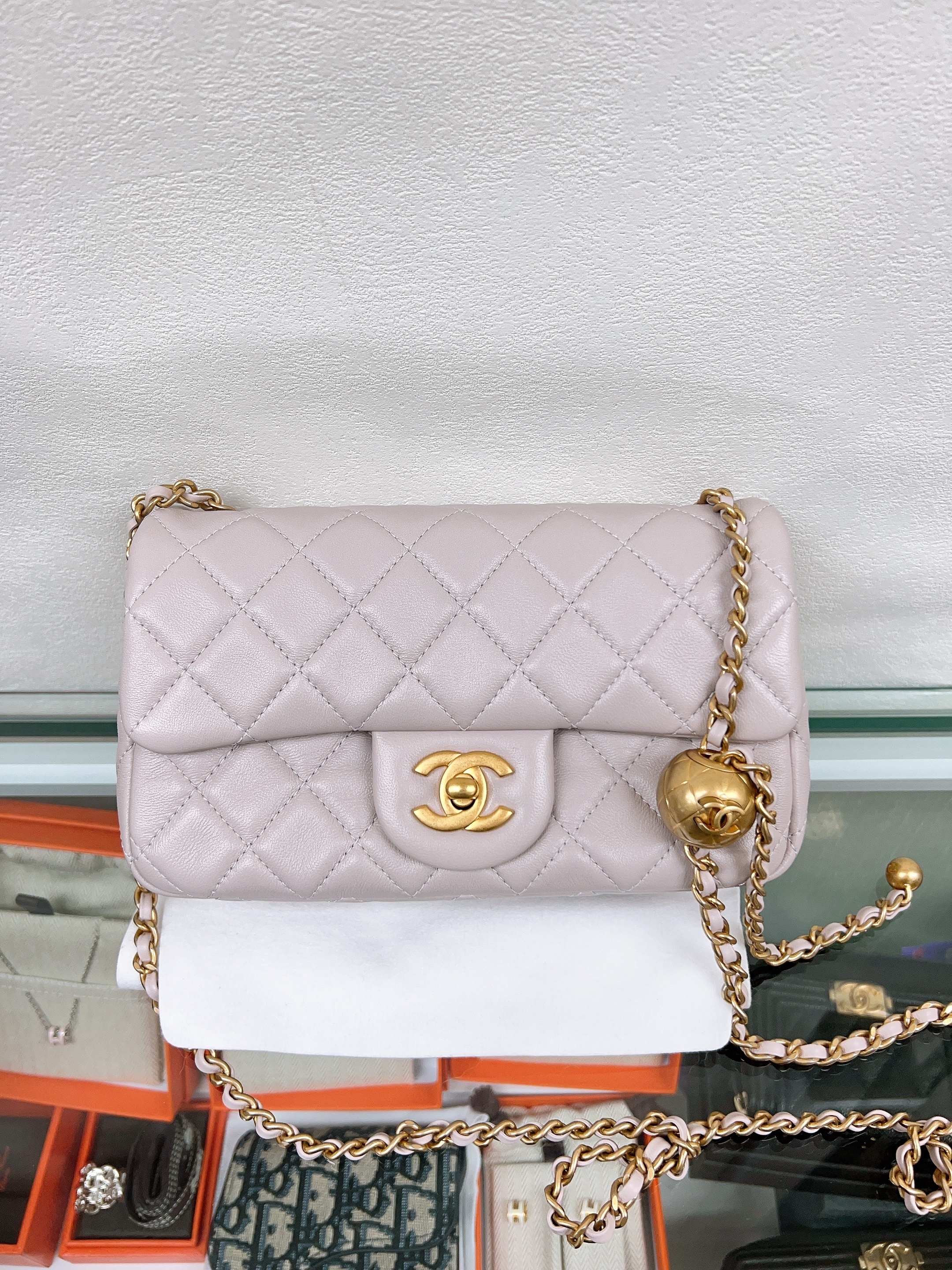 Chanel mini cf 20 flap bag light purple 金球