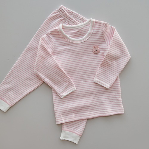 25S/S [日本外銷布料] DTD棉花糖雲朵系列-純棉條紋上下套組(人物ver.)