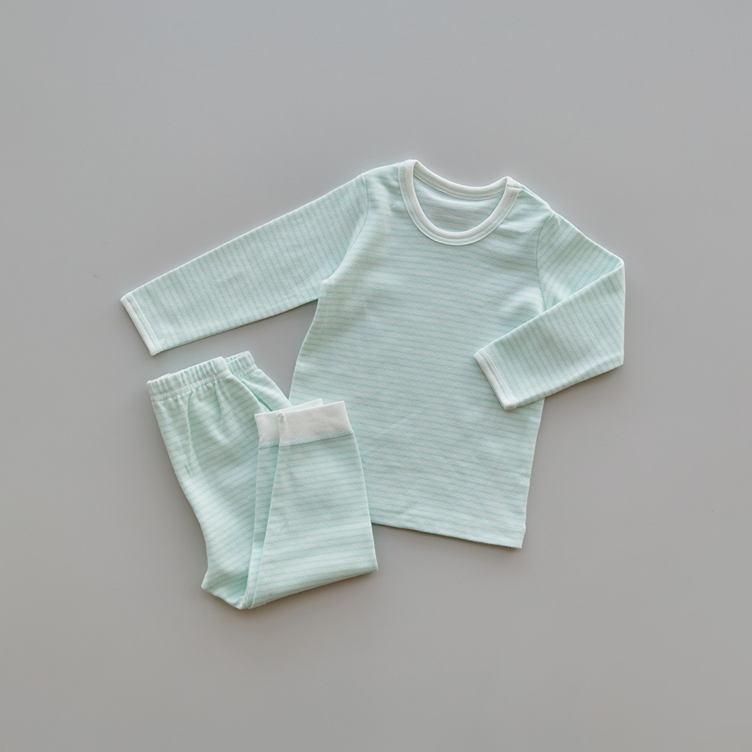 25S/S [日本外銷布料] DTD棉花糖雲朵系列-純棉條紋上下套組(金絲LOGO ver.)