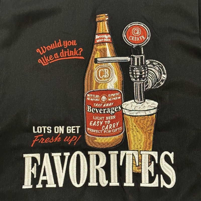 【日貨】暢飲啤酒刺繡短袖襯衫