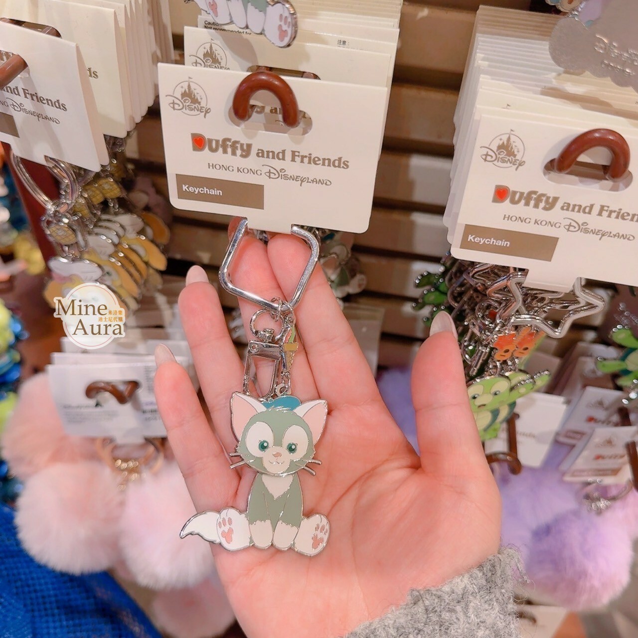 傑拉托尼 畫家貓 Gelatoni 坐姿造型 金屬 鑰匙圈 吊飾 -香港迪士尼樂園