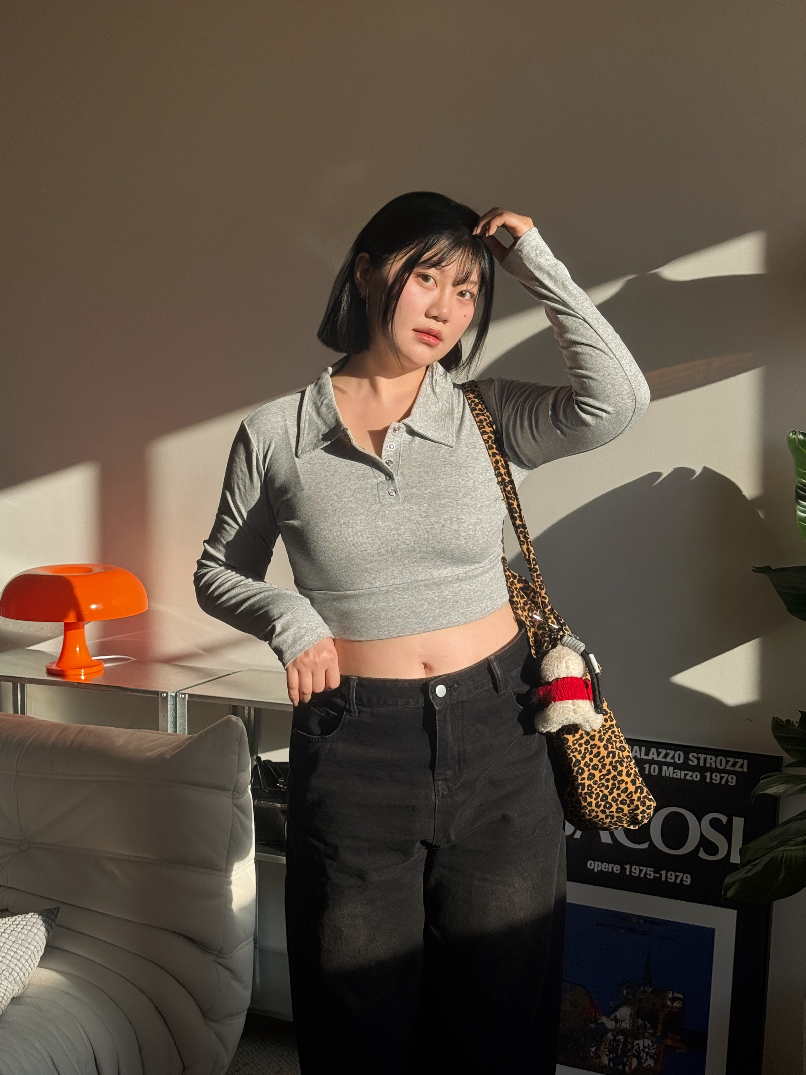 A2 舒服彈性 短版縮腰長袖（黑/白/灰）