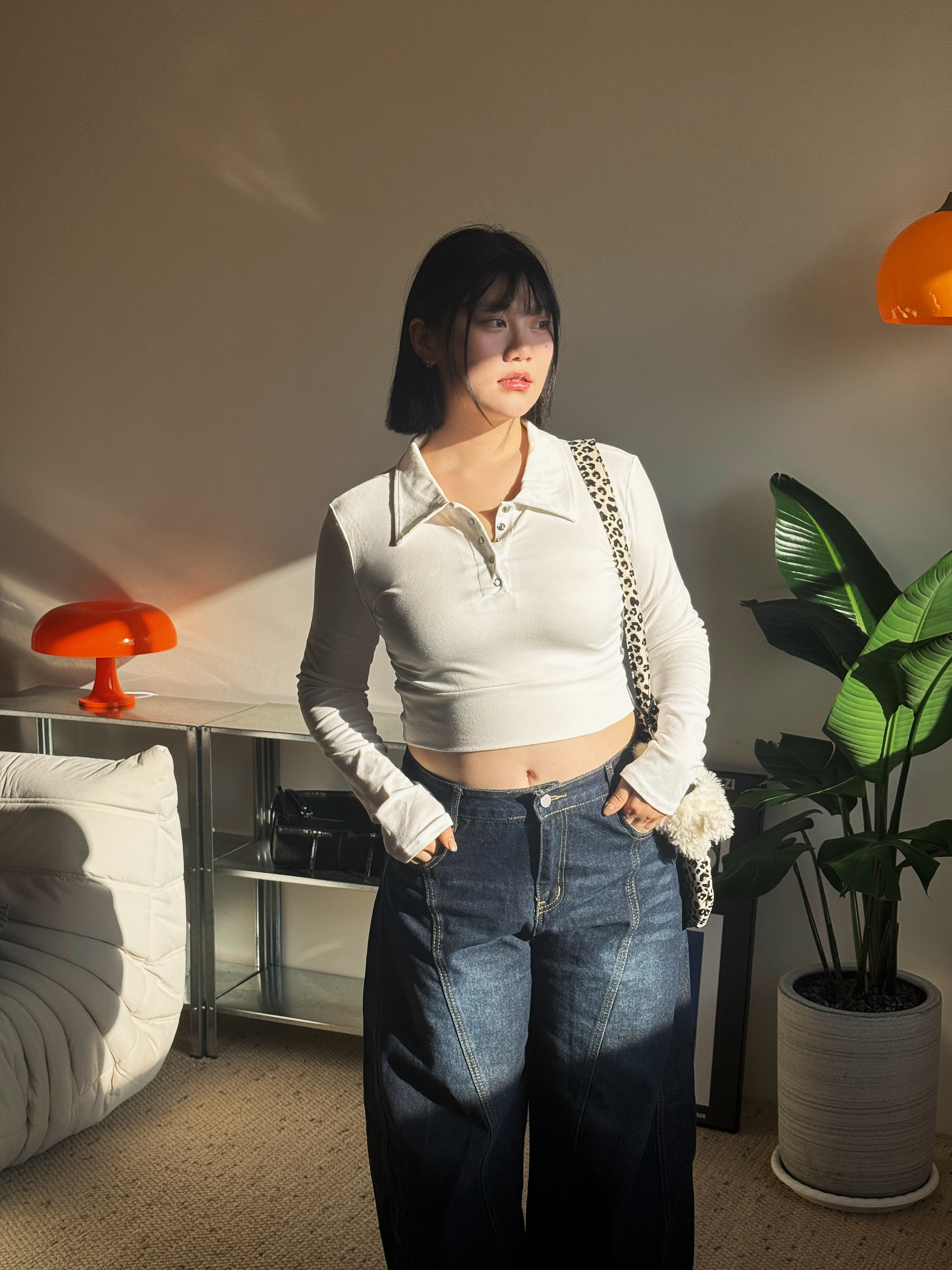 A2 舒服彈性 短版縮腰長袖（黑/白/灰）