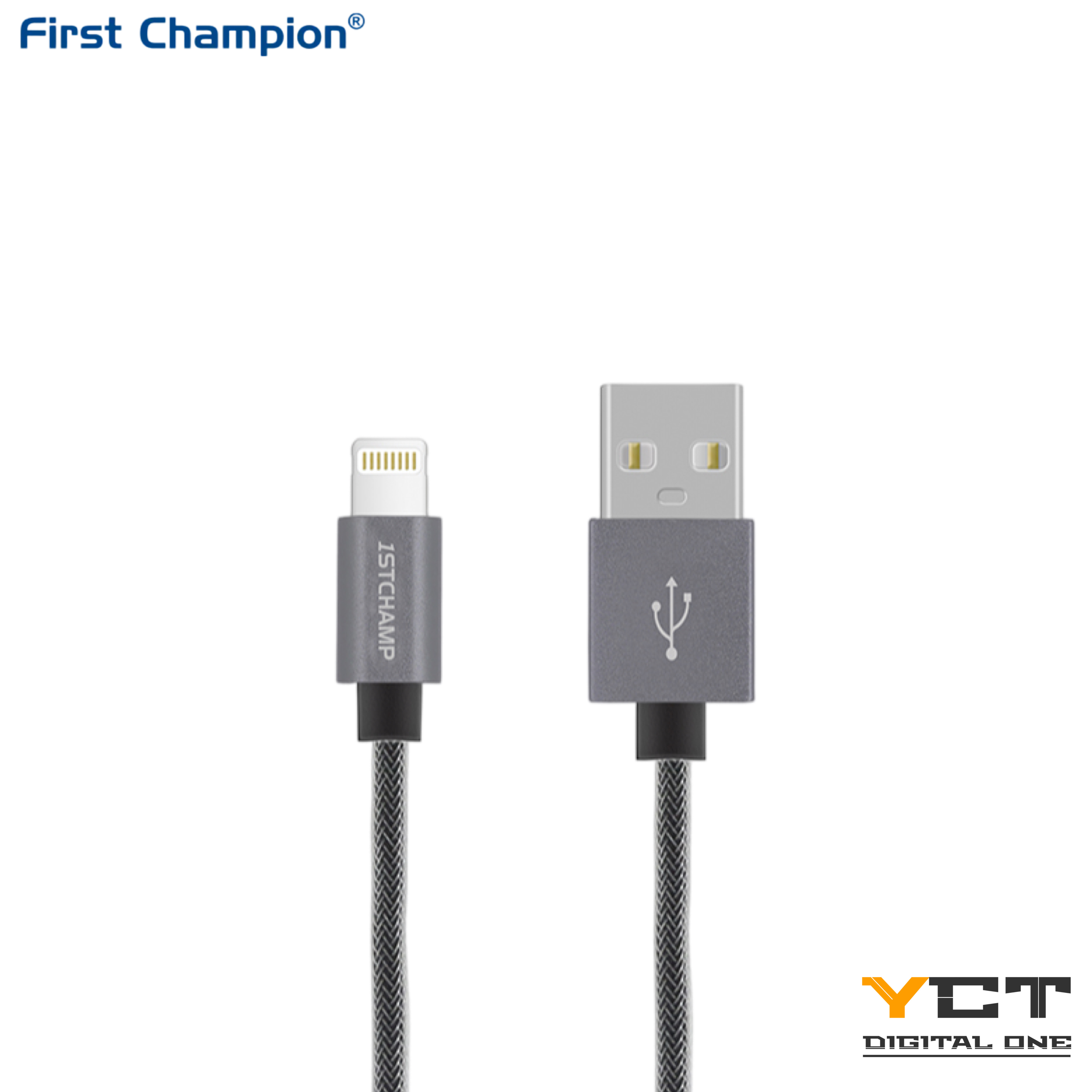First Champion USB-A 至 Lightning 數據充電線(MFi), PET編織 180cm, LT-N180