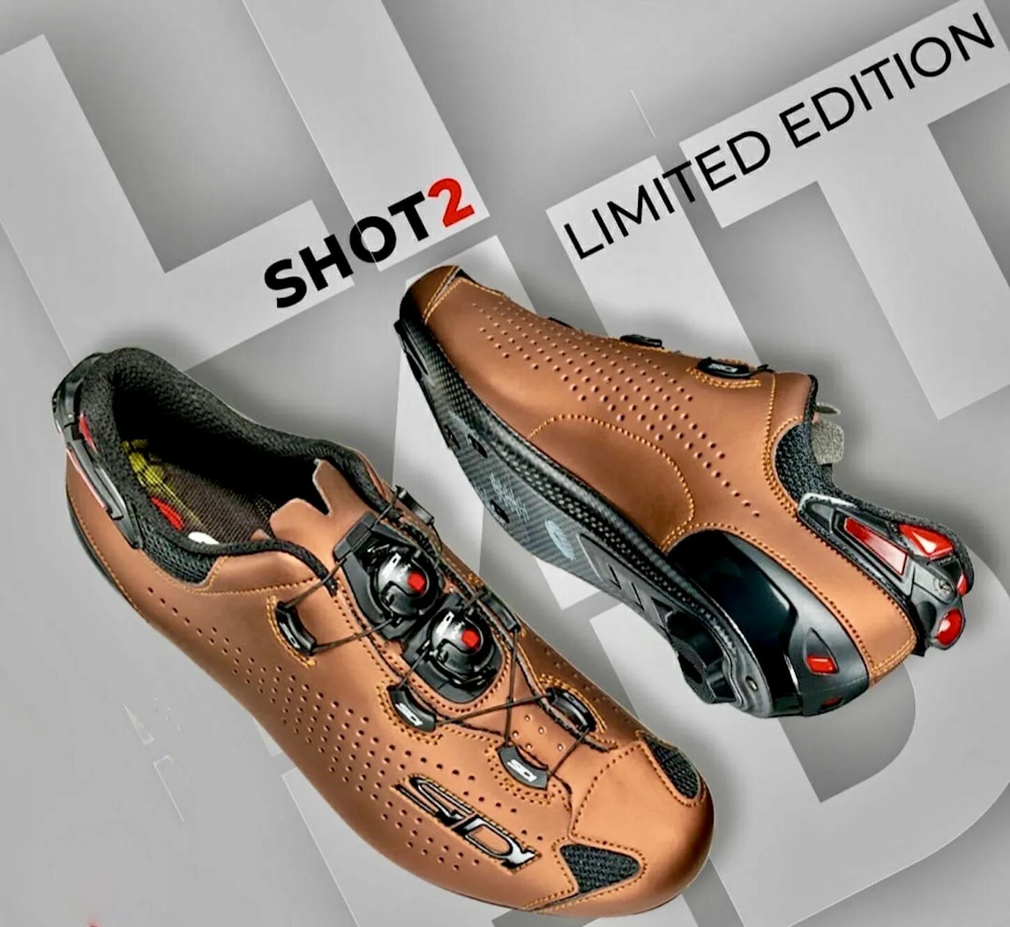 SIDI SHOT 2 頂級碳纖底卡鞋 雙旋鈕  鏽棕色 限量特式鞋LIMITED EDITION 零碼優惠