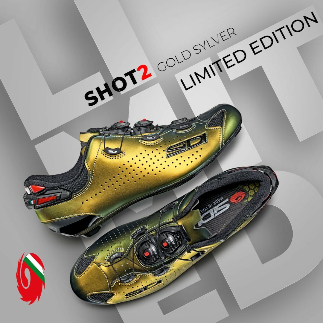 SIDI SHOT 2 頂級碳纖底卡鞋 雙旋鈕  金銀色 限量特式鞋LIMITED EDITION 零碼優惠