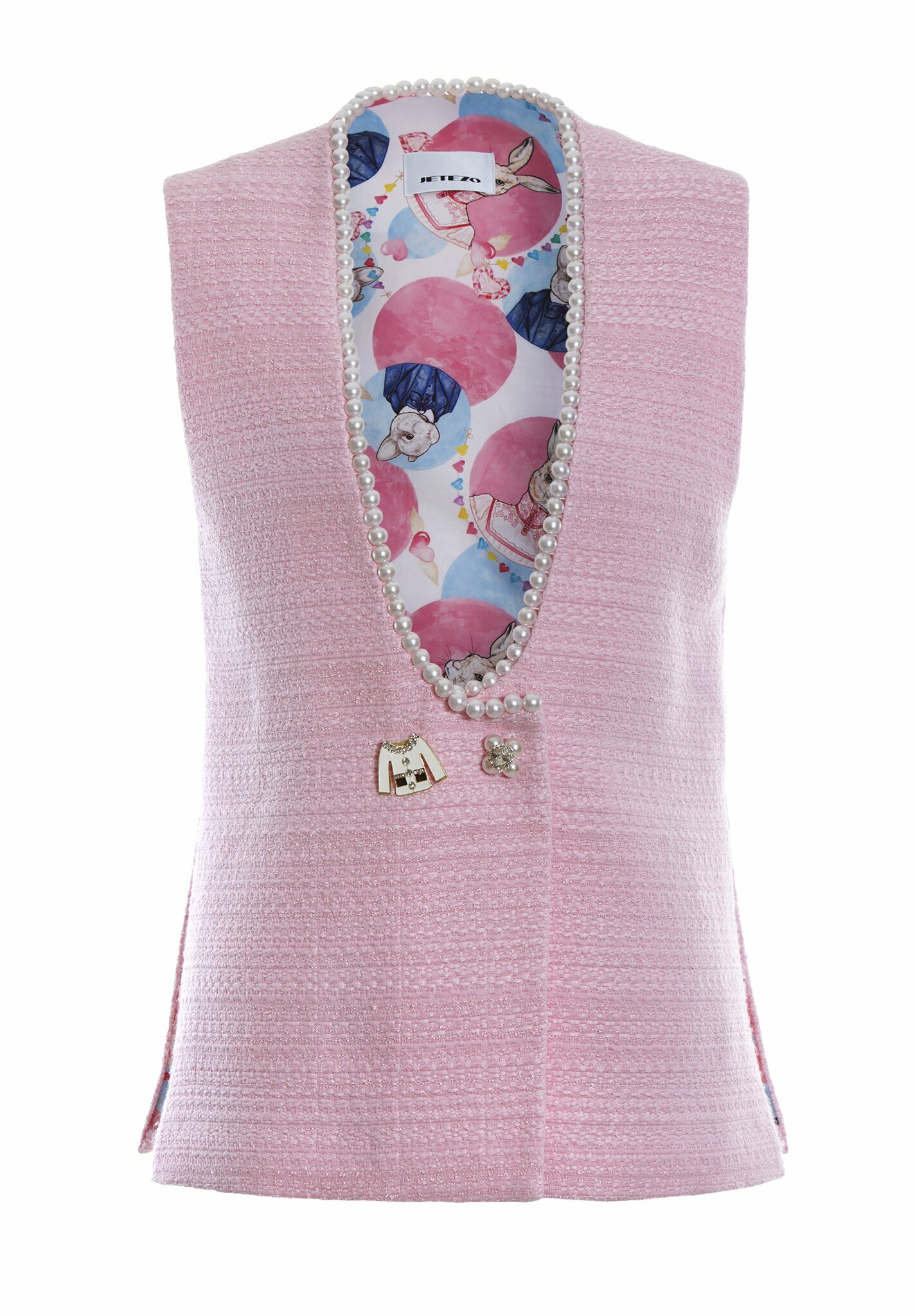 BD16901Y1 珍珠玫瑰小香大V馬甲 (附別針)