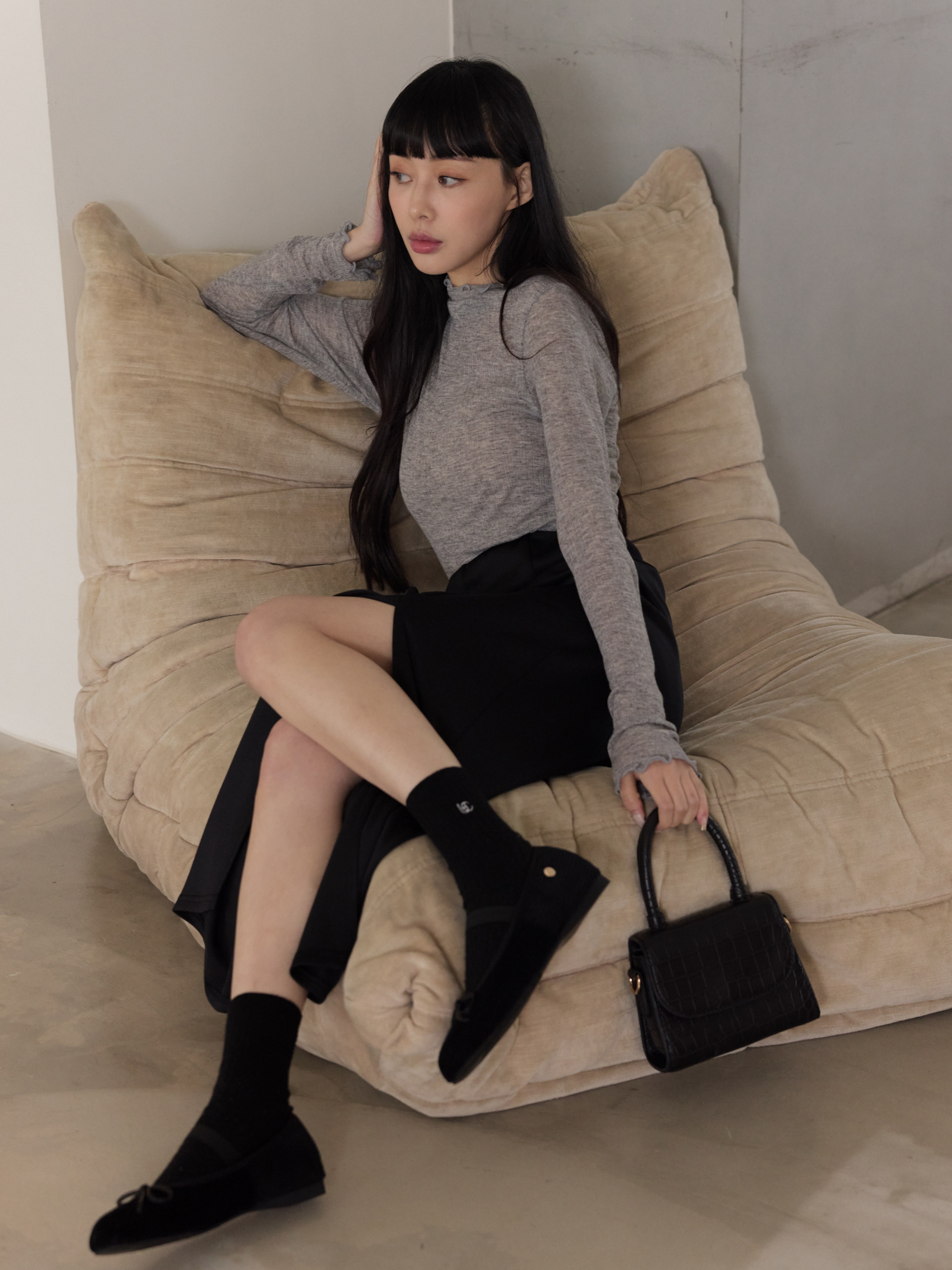 蝴蝶結小金釦平底芭蕾鞋