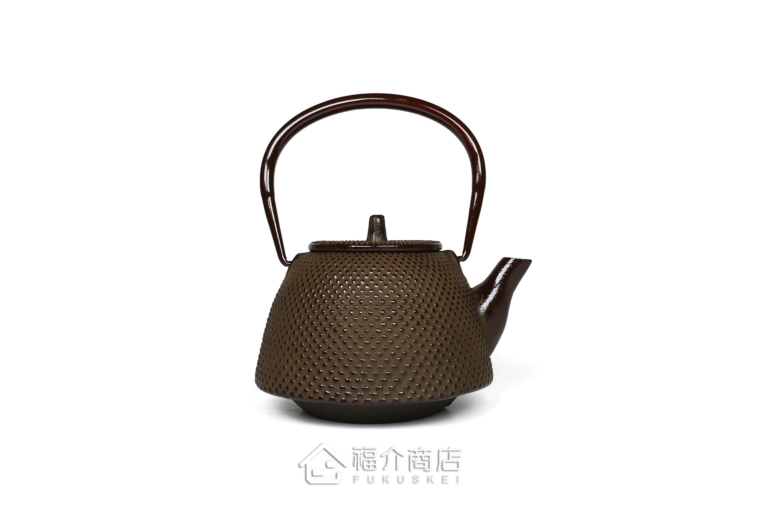 岩戶鑄工所製作的日本泡茶壺,茶色霰紋造型壺身
