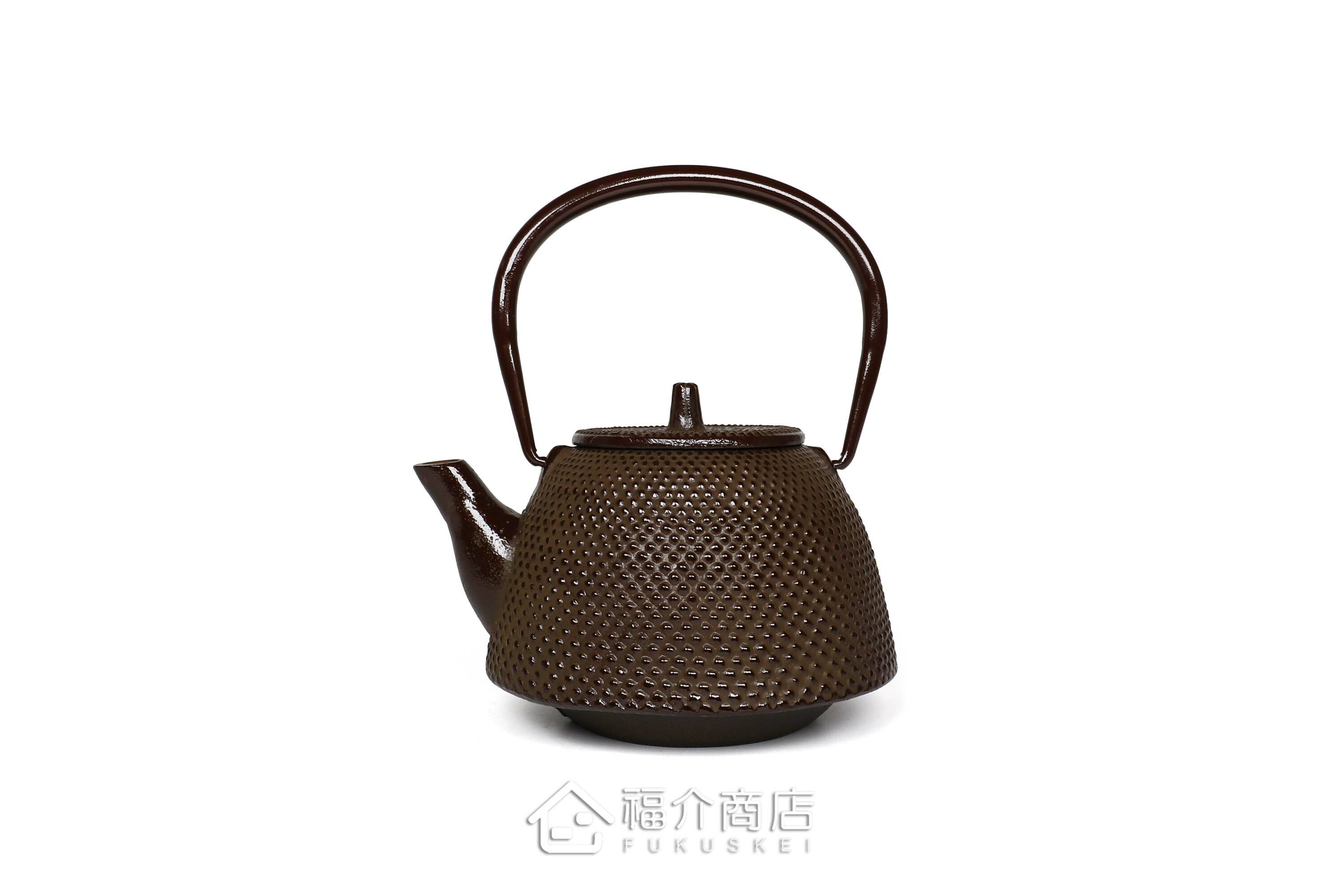 岩戶鑄工所製作的日本泡茶壺,茶色霰紋造型壺身