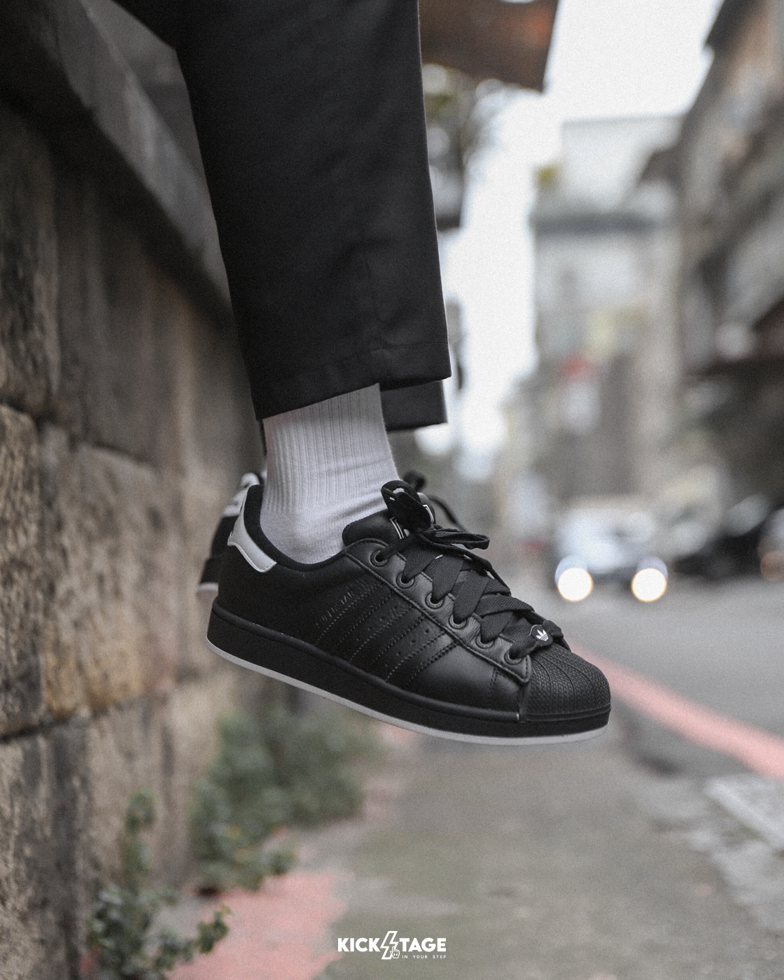 男女鞋 ADIDAS SUPERSTAR II 2 全黑 貝殼頭 寬鞋帶 荔枝皮 經典 休閒鞋【JR0029】