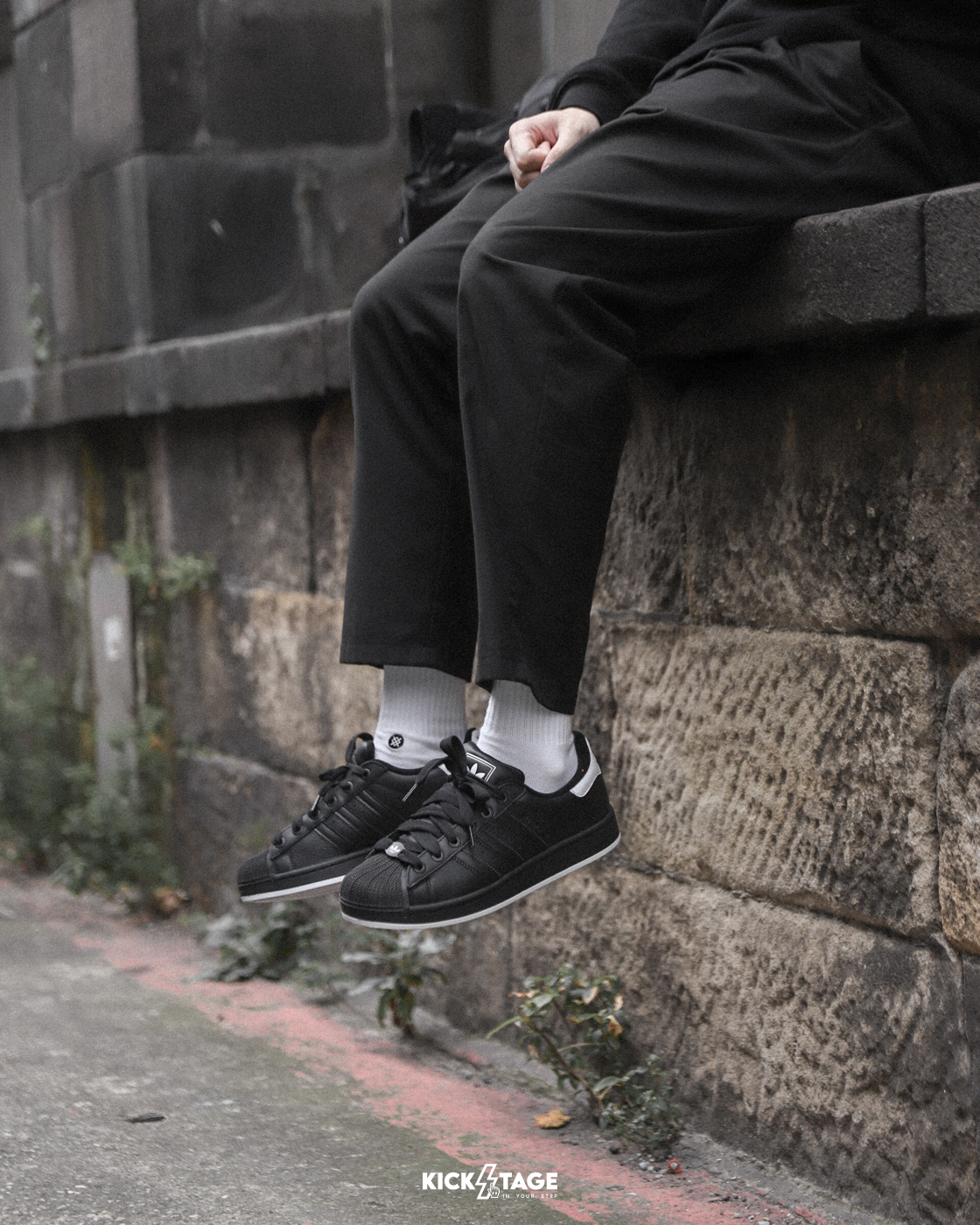 男女鞋 ADIDAS SUPERSTAR II 2 全黑 貝殼頭 寬鞋帶 荔枝皮 經典 休閒鞋【JR0029】