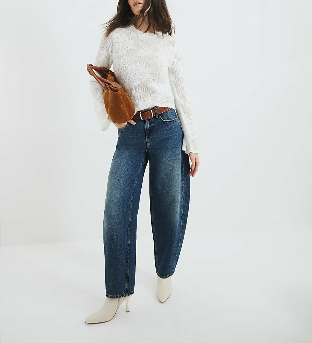 Cream White白色提花針織上衣