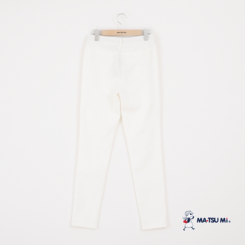MA‧TSU Mi 基本款彈性格紋造型修身長褲(白.黑)