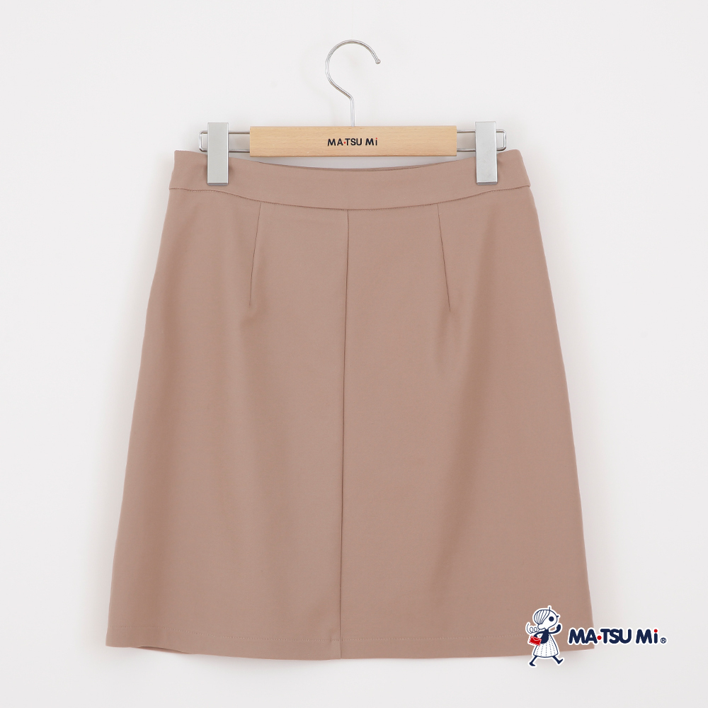 MA‧TSU Mi 不對稱百褶造型釦飾短裙(卡其.黑)