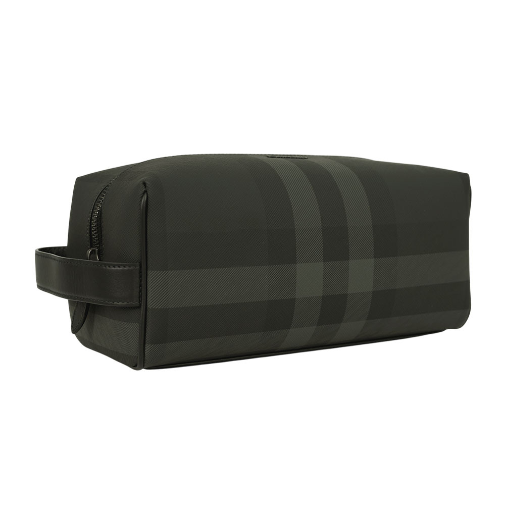 【BURBERRY】格紋塗層帆布及牛皮收納包/手拿包/萬用包