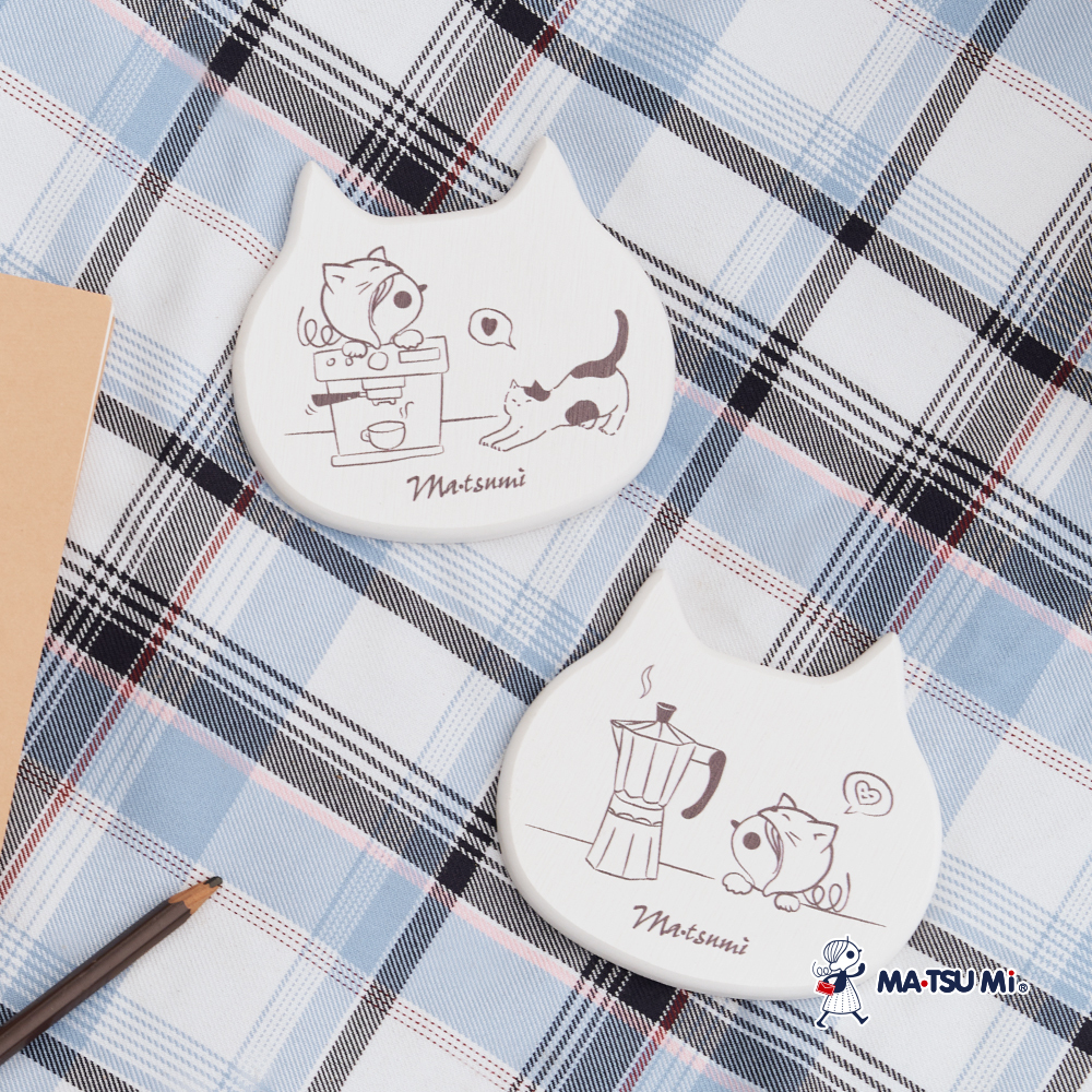 MA‧TSU Mi 貓咪造型杯墊(白-隨機出貨)