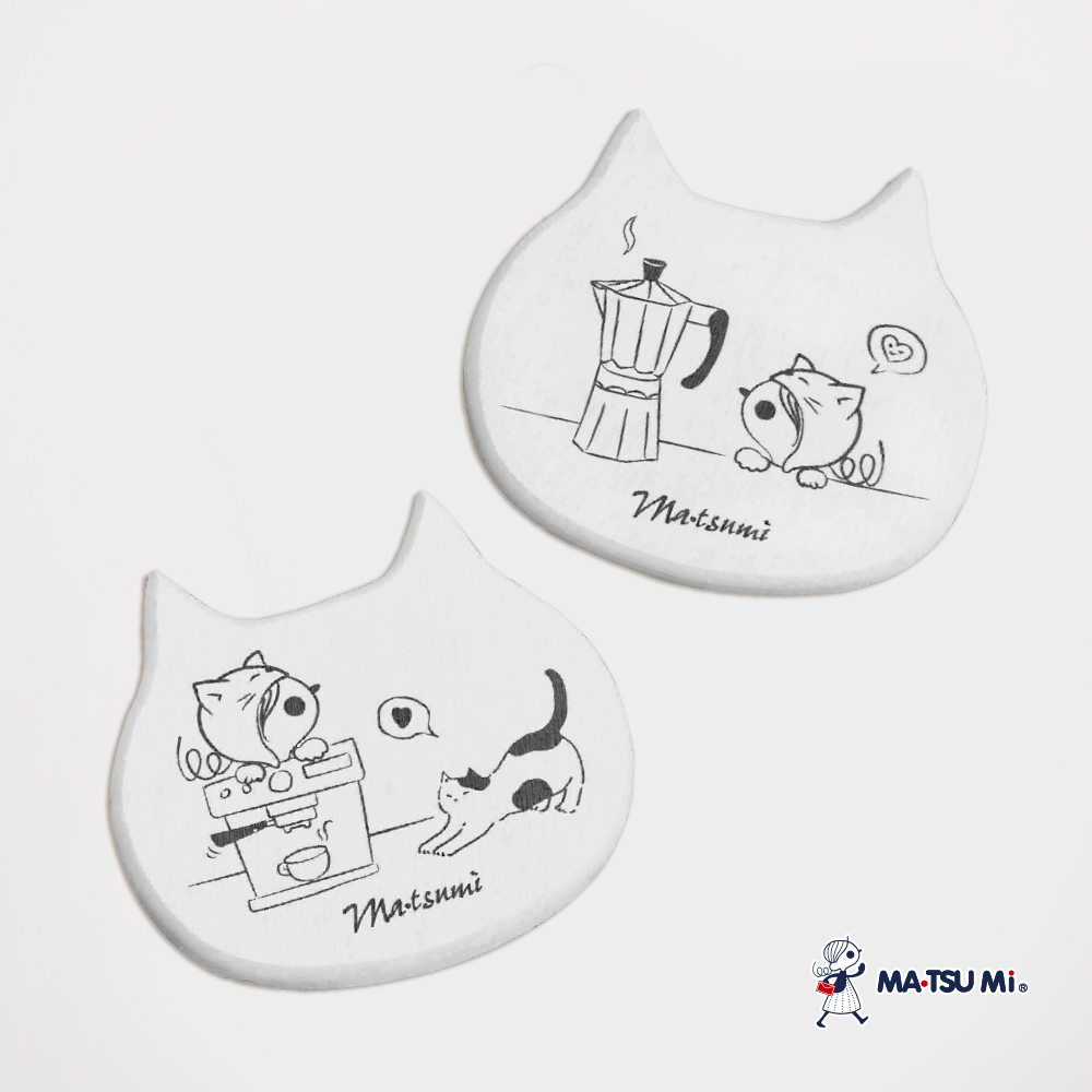 MA‧TSU Mi 貓咪造型杯墊(白-隨機出貨)