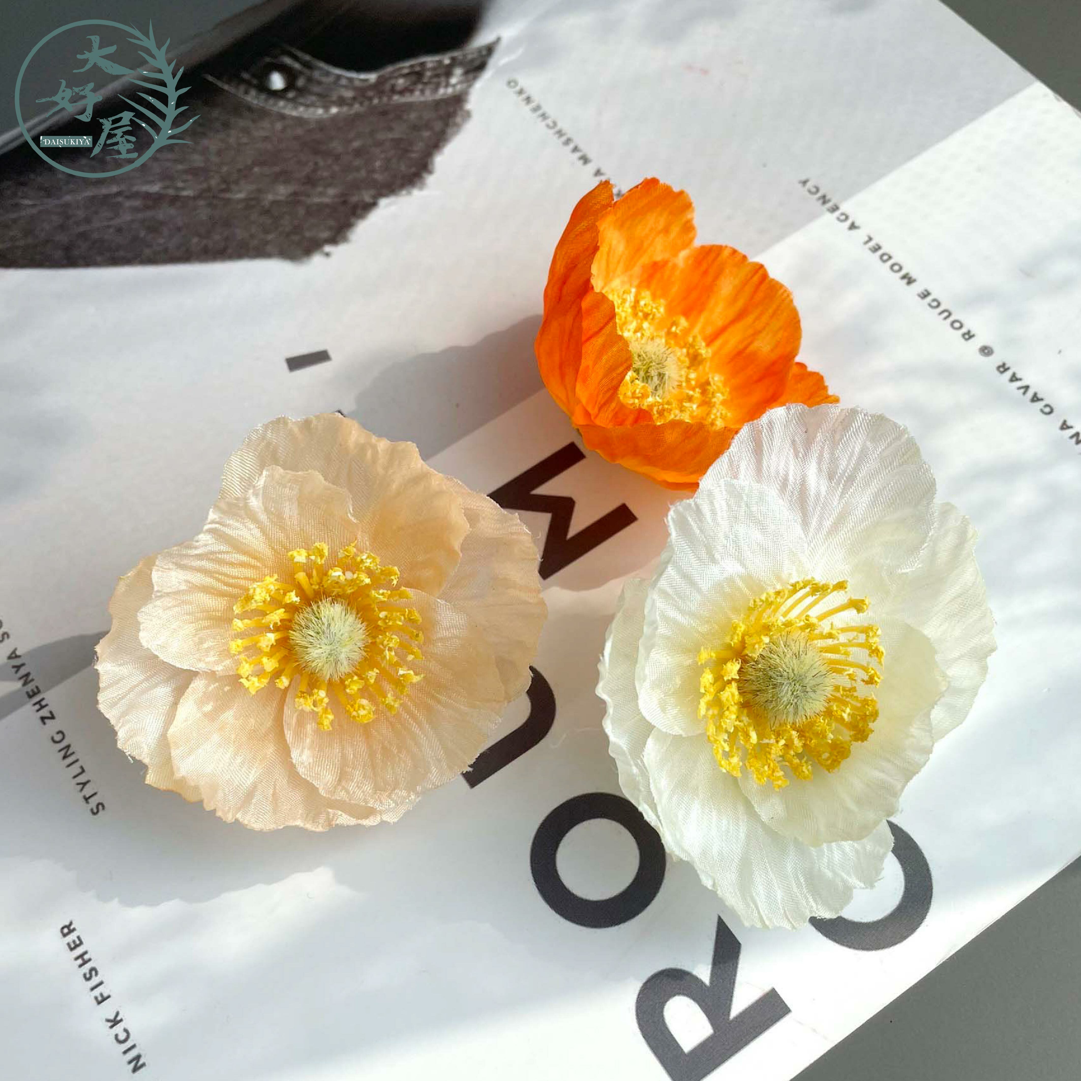 仿真絹布罌粟花花頭