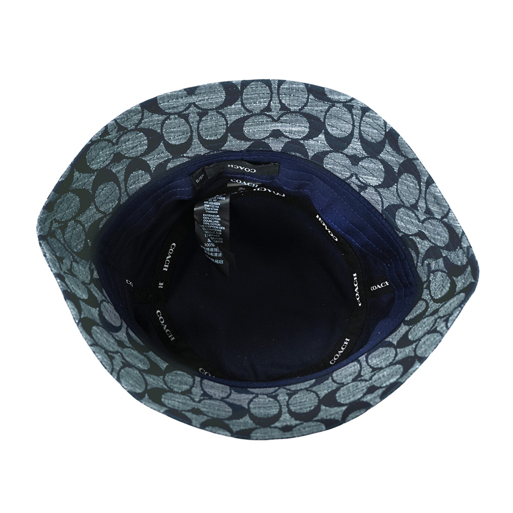 【COACH】CC Logo Chambray 織布漁夫帽 XS-S(藍色)CI497 CMB