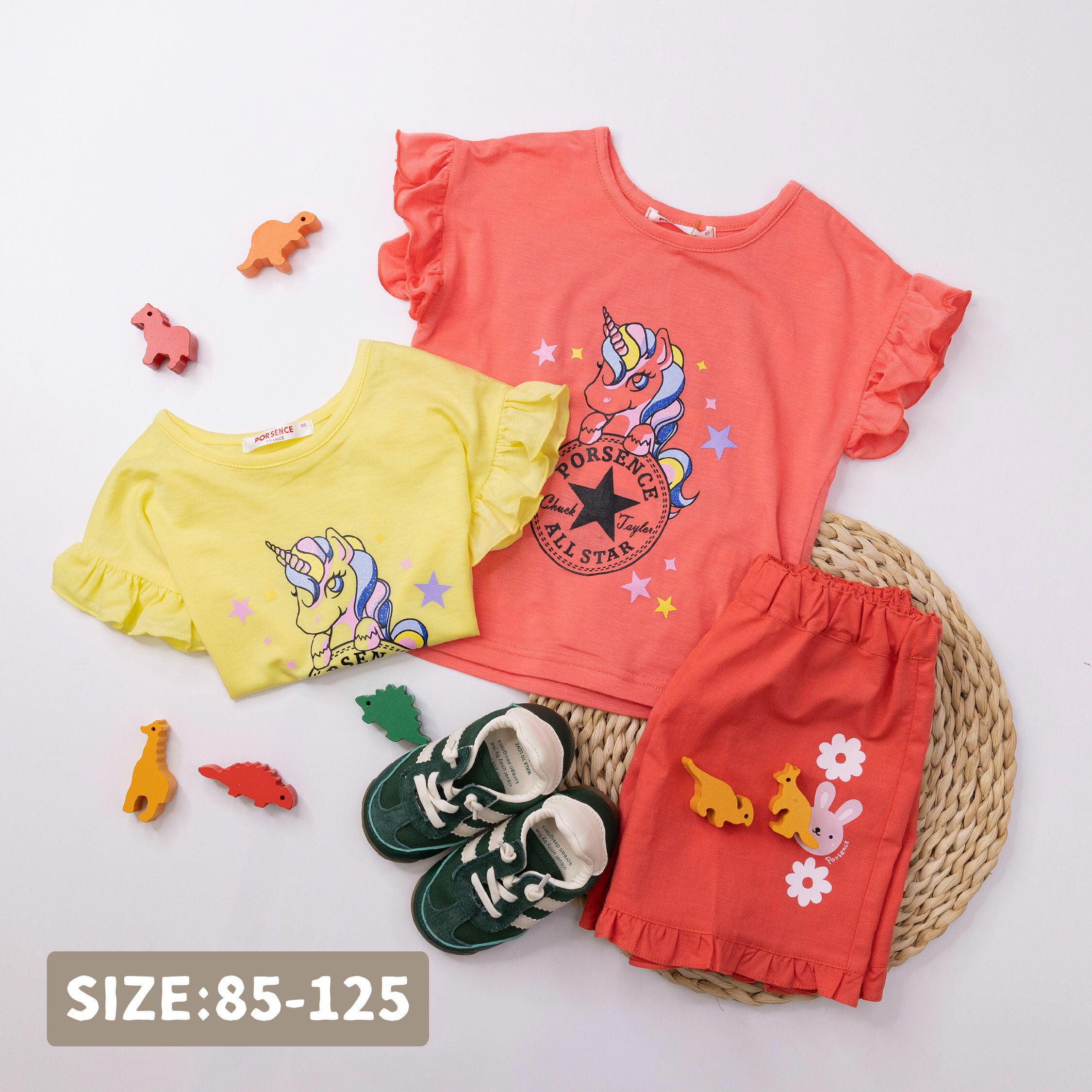 波紳士【22024】閃閃獨角獸親膚天絲荷葉袖上衣＊二色