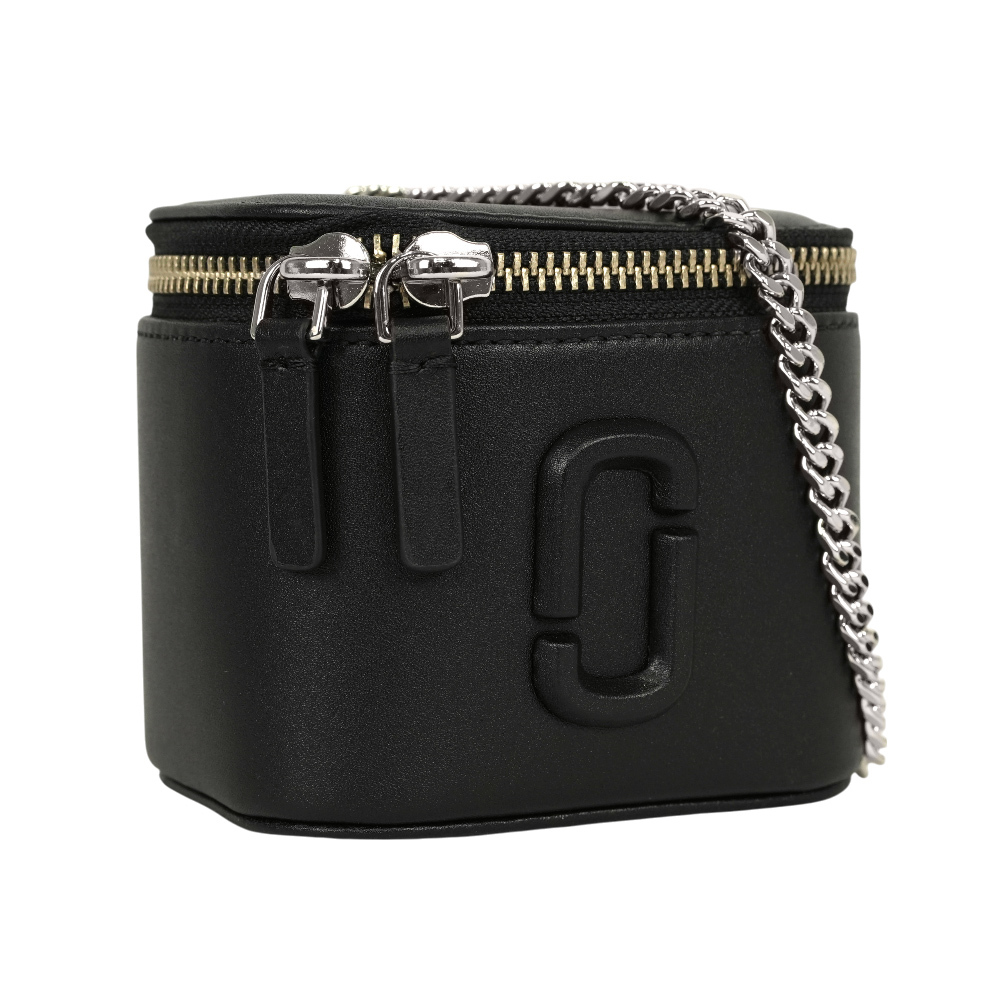 【MARC JACOBS】Vanity 平滑皮革銀鍊迷你化妝包/斜背包(黑色)2F4SMN095S02 001