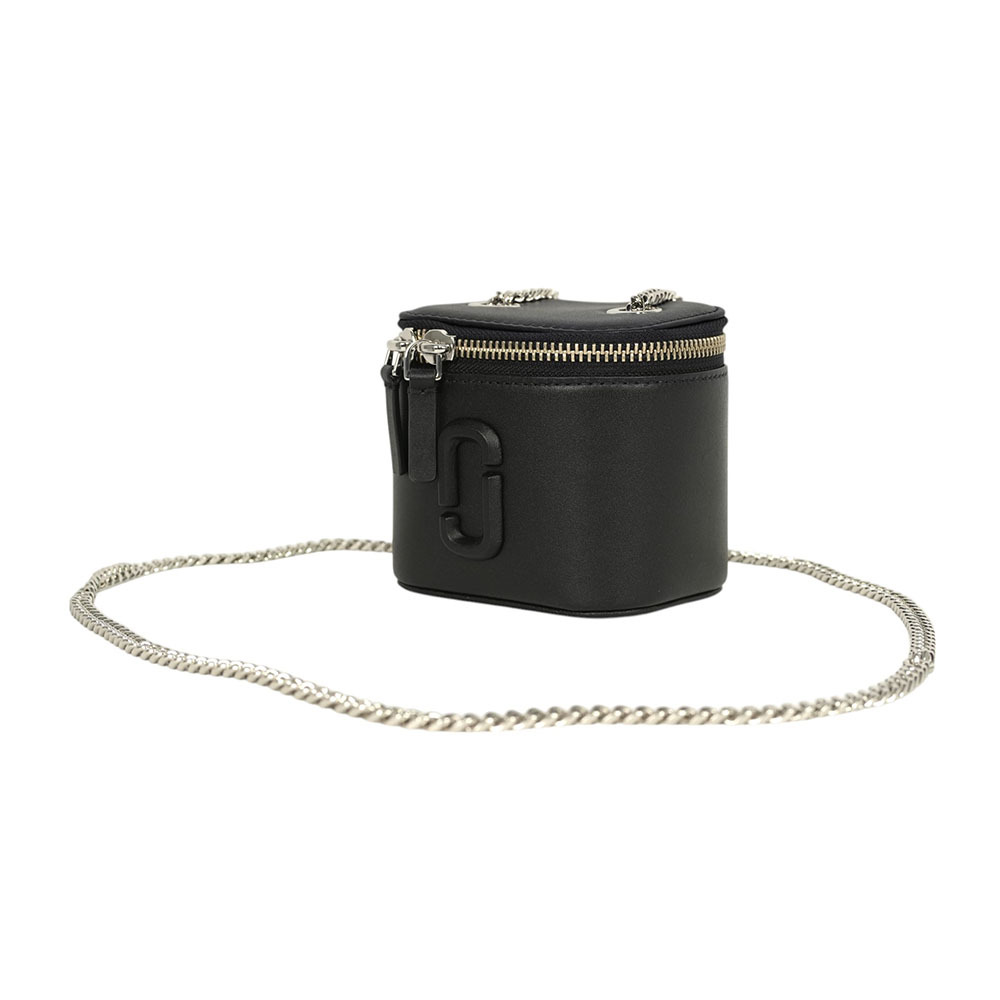 【MARC JACOBS】Vanity 平滑皮革銀鍊迷你化妝包/斜背包(黑色)2F4SMN095S02 001