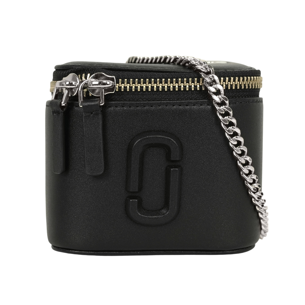 【MARC JACOBS】Vanity 平滑皮革銀鍊迷你化妝包/斜背包(黑色)2F4SMN095S02 001