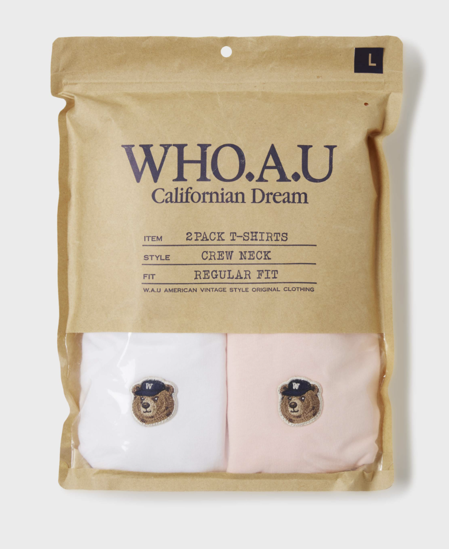 【WHO.A.U】(2PACK)Steve Head Patch T-shirt[B] 2PACK)Steve Head Patch T-shirt[B] - 후아유닷컴