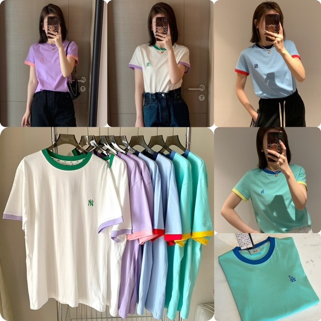 MLB 馬卡龍色系拼色短袖衫-25223336