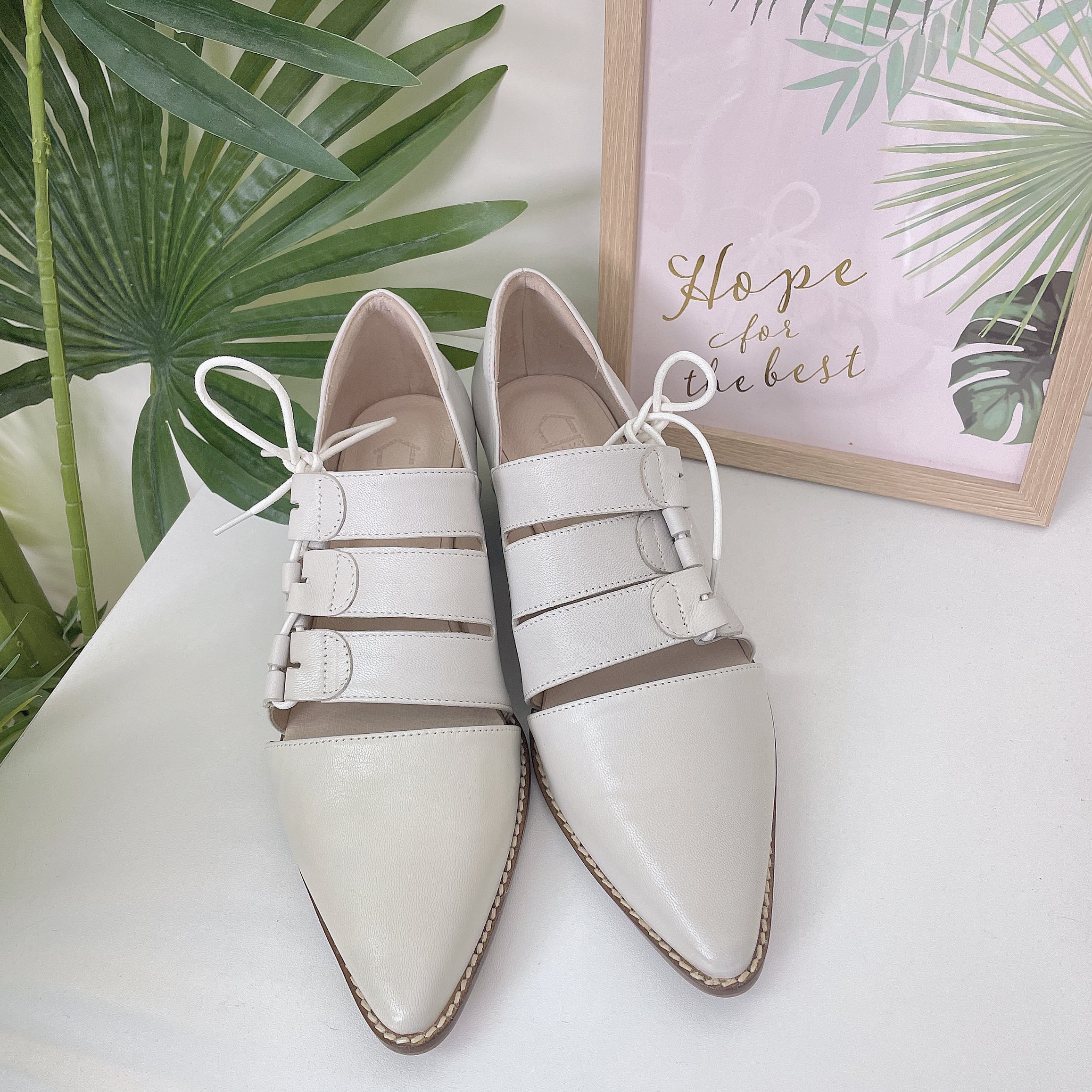 (A) 意大利羊皮側綁帶尖頭鞋 (正常碼) (後高1.5吋) 631-49 #2803