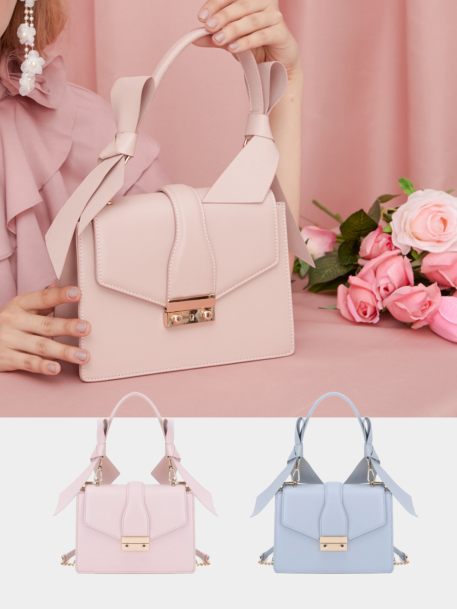 Fancy Bow Bow Handle Shoulder Bag