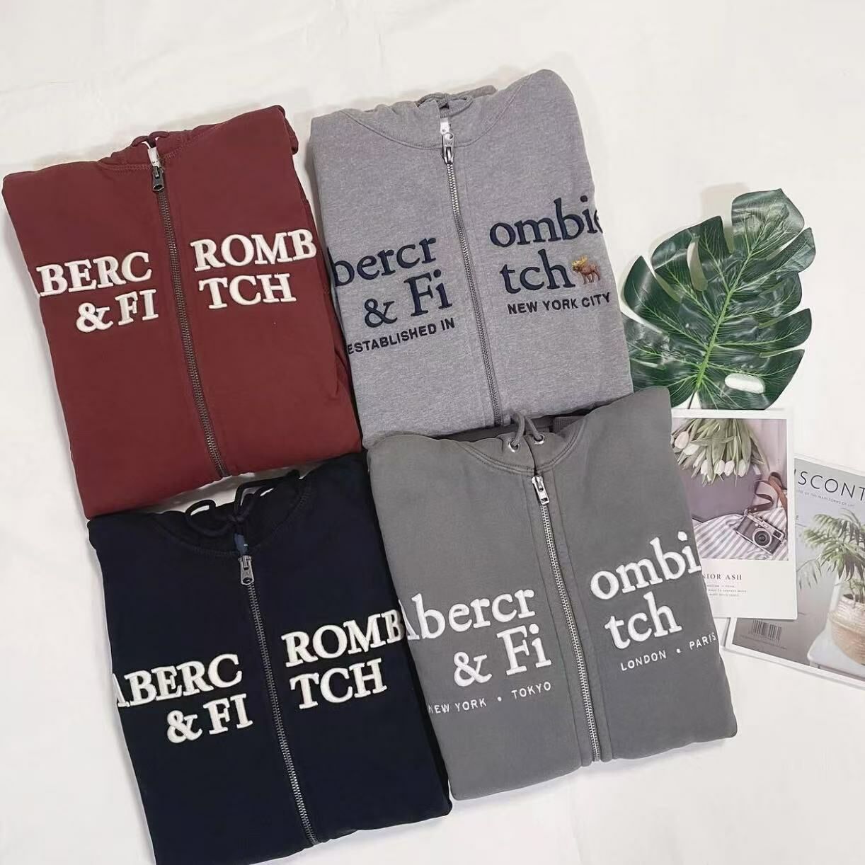 A & F LOGO ZIPUP- HOODIES