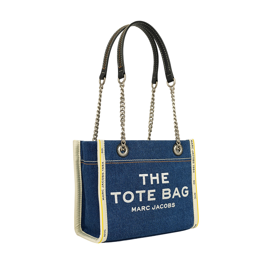 【MARC JACOBS】棉質牛仔布鏈帶小款托特包/肩背包