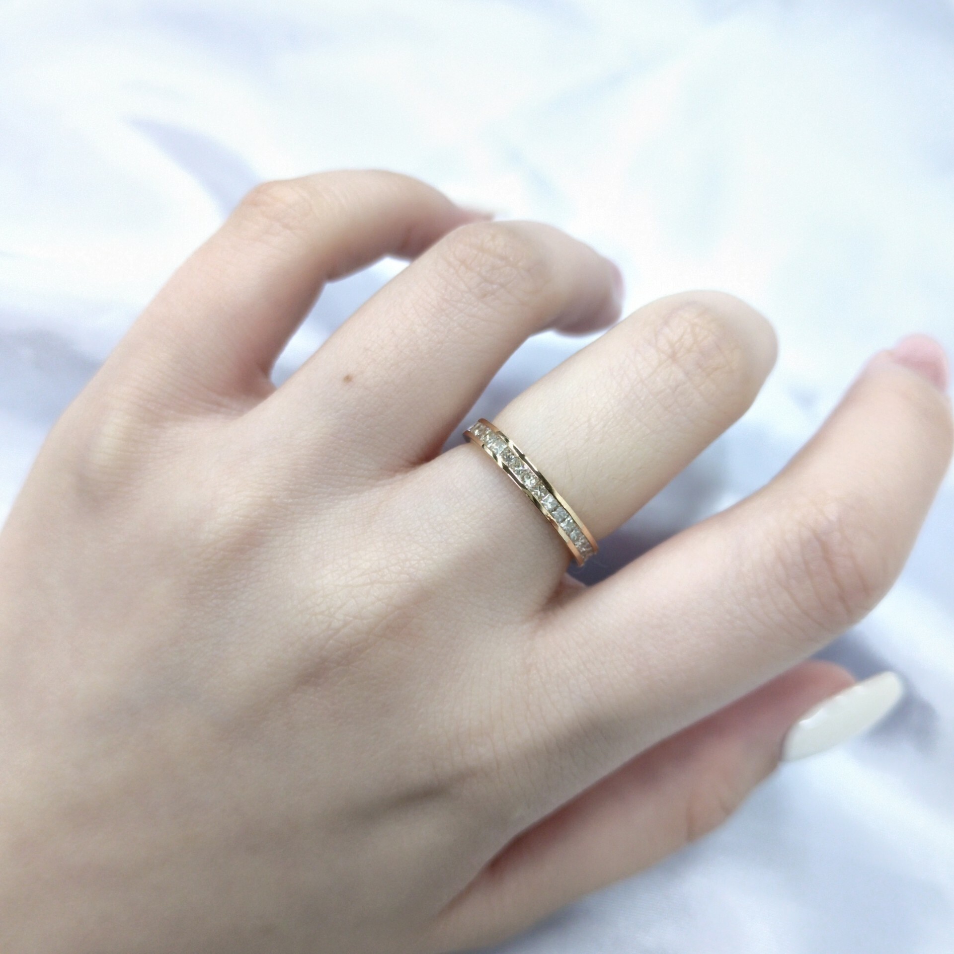 18K Rose Gold 1.57ct Princess Cut Diamond Eternity Ring