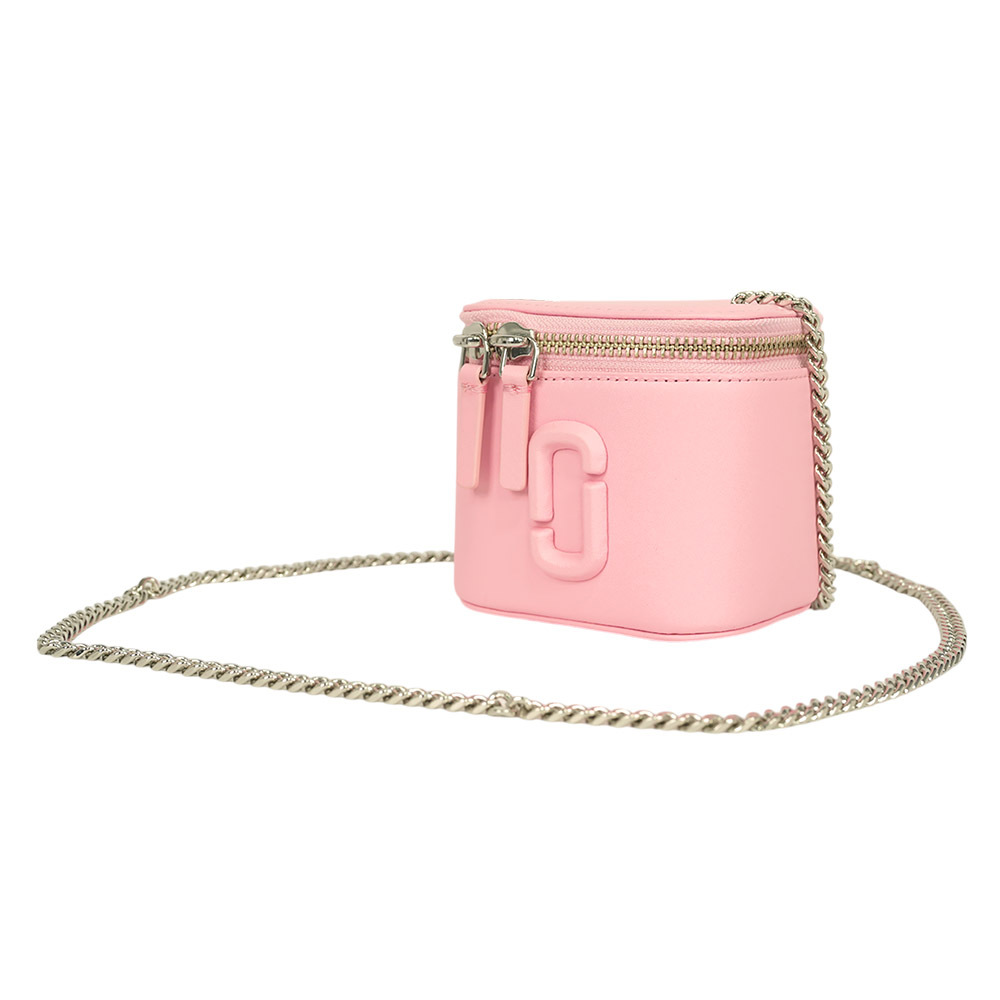 【MARC JACOBS】Vanity 平滑皮革銀鍊迷你化妝包/斜背包(蝴蝶結粉)2F4SMN095S02 669