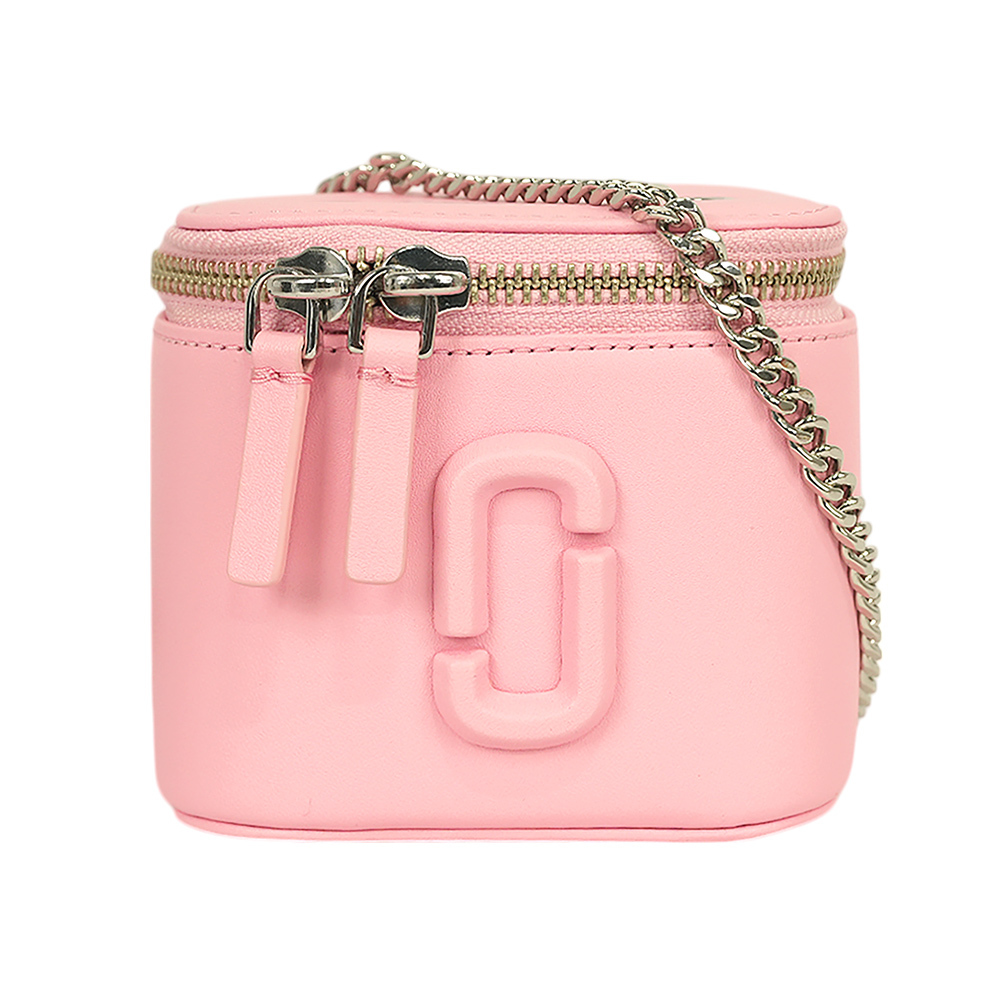 【MARC JACOBS】Vanity 平滑皮革銀鍊迷你化妝包/斜背包(蝴蝶結粉)2F4SMN095S02 669