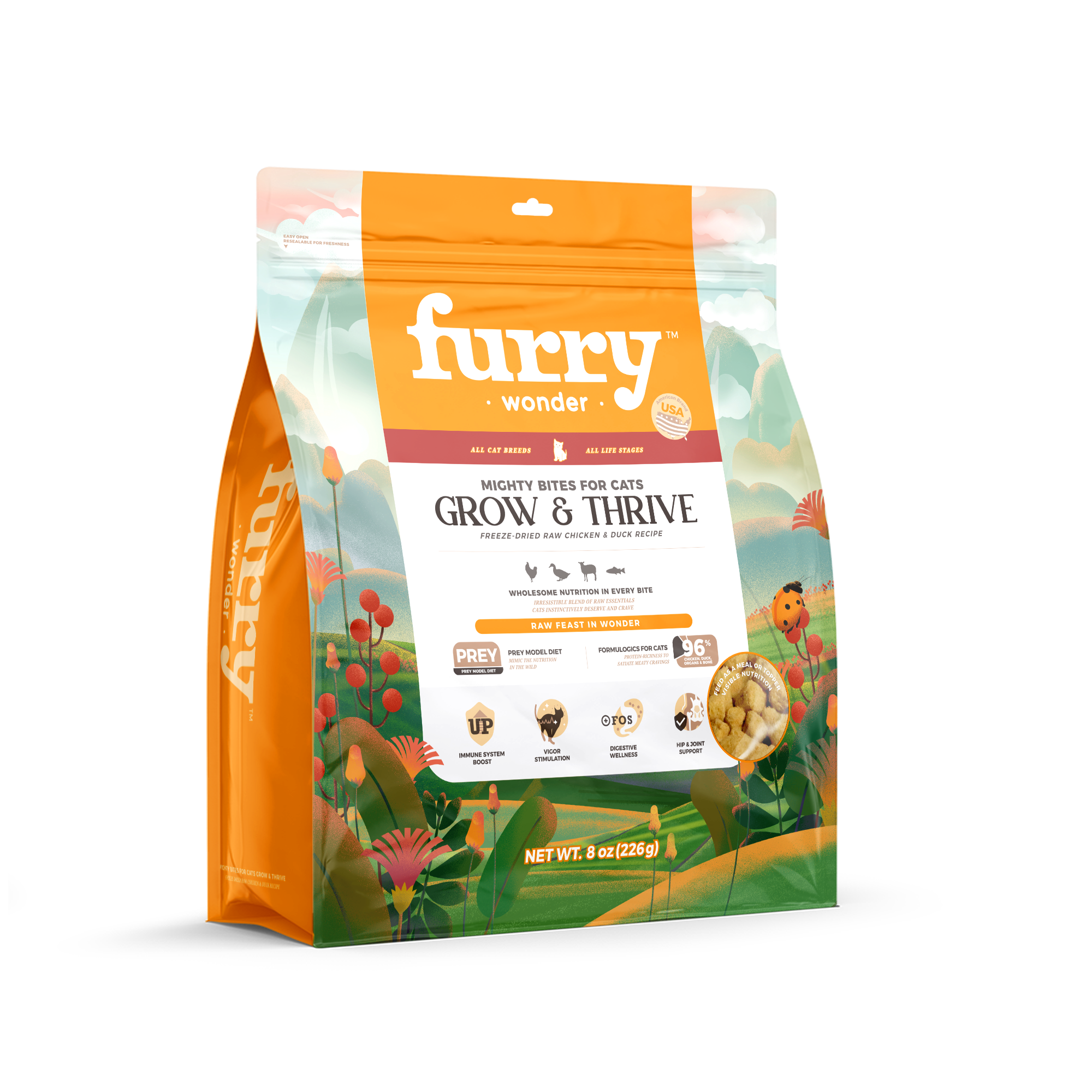 Furry Wonder 全貓 茁壯成長 主食凍乾 鴨肉+雞肉味 16oz