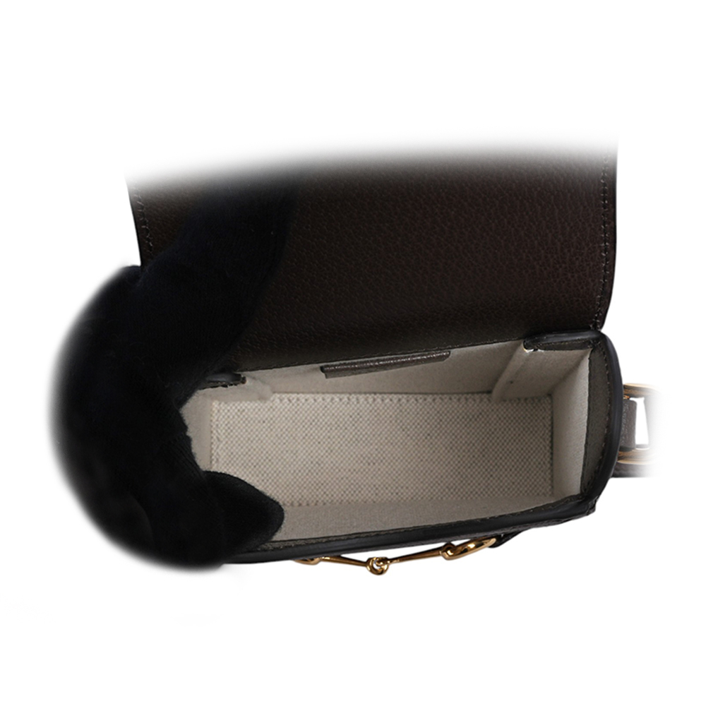 【GUCCI】Horsebit 1955 Jumbo GG 標誌緹花手機斜背包(棕色)625615 UKMBG 2572