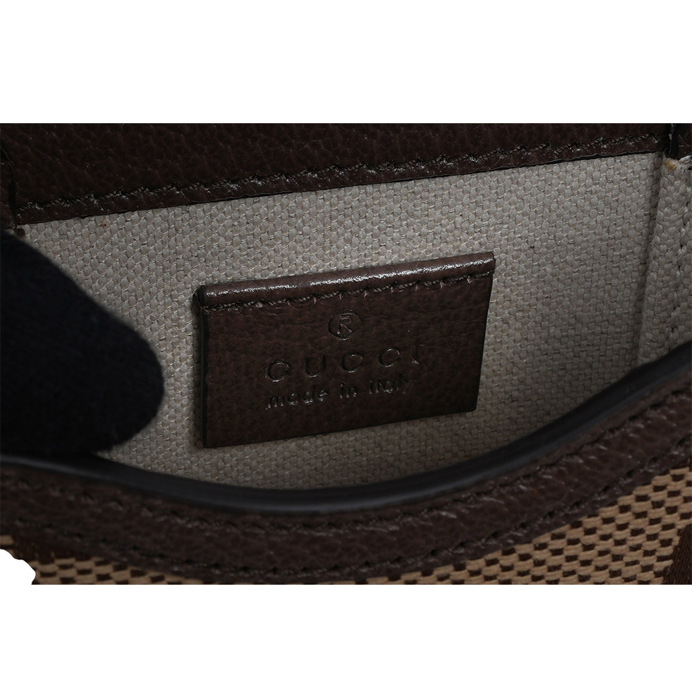 【GUCCI】Horsebit 1955 Jumbo GG 標誌緹花手機斜背包(棕色)625615 UKMBG 2572