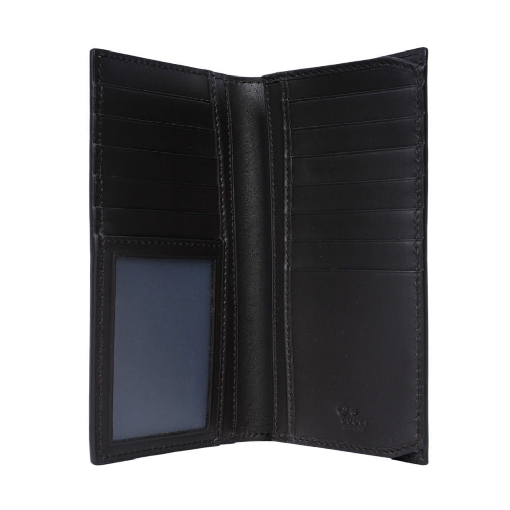 【GUCCI】GG Supreme 塗層帆布及綠紅織帶二折長夾(米色/烏木色)779872 KHN4N 9791