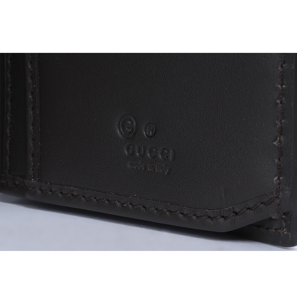 【GUCCI】GG Supreme 塗層帆布及綠紅織帶二折長夾(米色/烏木色)779872 KHN4N 9791