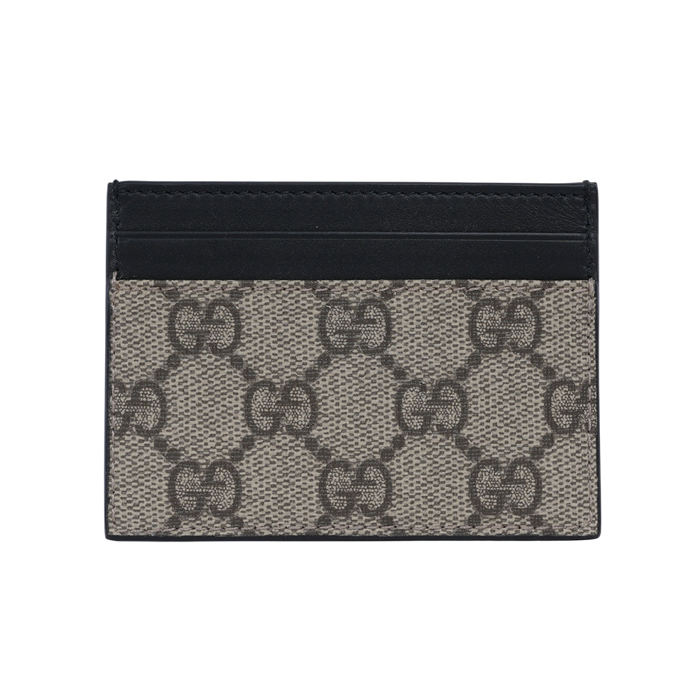 【GUCCI】GG Supreme塗層帆布及皮革4卡名片夾/卡片夾(黑色)779775 KHNKG 9769