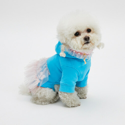 Louisdog 冰藍薄紗連帽韻律褲